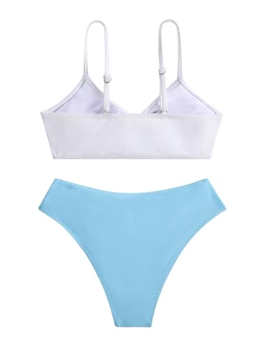 Image of COZYEASE Girls' 2 Piece Ditsy Floral Print Knot Front Ruched Triangle Bikini Swimsuit