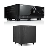 Yamaha RX-V4A 5.1-Channel AV Receiver with MusicCast + Klipsch R-80SWi 8-inch 150W Wireless Subwoofer with High Performance Driver for Deep Bass Bundle