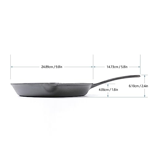 Image of HAWOK Cast Iron Skillet, Round Fry Pan, Dia.10 inch, Set of 2, Pre-seasoned