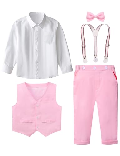 Image of A&J DESIGN Toddler Boys Formal Clothes Suspender Outfit Dress Suit 12M - 6Y