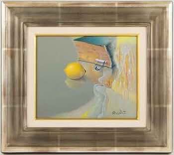 絵画 1S-3 A-1 Amazon.co.jp: 1on1真作 城所昌夫 古びた辞書と檸檬 油彩