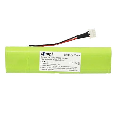 Image of 3600mAh BP190, BP-190, B11432 Battery Replacement Compatible with Fluke ScopeMeter 192, 192B, 196, 196B, 196C, 199, 199B, 199C, Analyzer 433, 434, 435