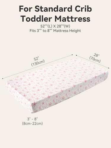 Image of Baby Crib Sheets for Boys Girls, Super Soft Toddler Bed Sheets, 2 Pack Sheets for Standard Crib Mattress 28x52in, Pink Flower&Butterfly