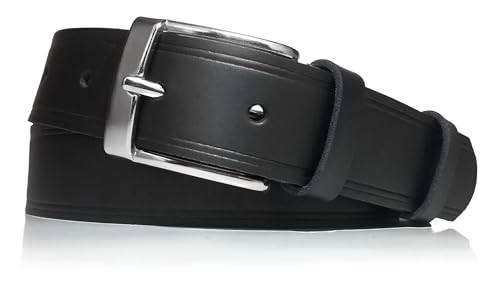 almela Cinturón hombre piel 30mm 3cm de ancho correa caballero hebilla plata brillo cinto cuero Belts for men | Negro 95