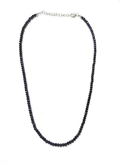 Kashish Gems & Jewels Natural Black Spinel Necklace 20 Inch With Sterling Silver Clasp, 68 Cts Faceted Rondelles Beads, Spinel Silver Jewelry3