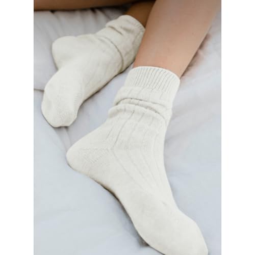 Women's Cashmere Rib Knit Socks - Mid Calf & Crew Slouch Socks for Home & Bed3