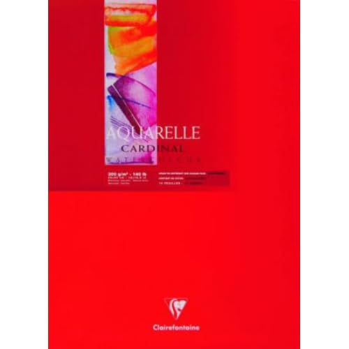 Lot de 3 Bloc encollé de 10 feuilles de papier aquarelle Cardinal grain fin/grain torchon, 300 g/m², 30x40