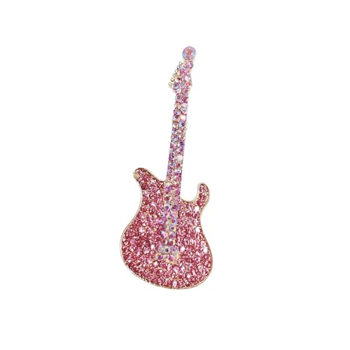 Image of Cute Guitar Rhinestones Brooches Pin Unique Colorful Crystal Enamel Brooch for Party Dance Banquet Women Men Fashion Dainty Lapel Pins Suit Shirt Ceremony Clothes Accessories Decor