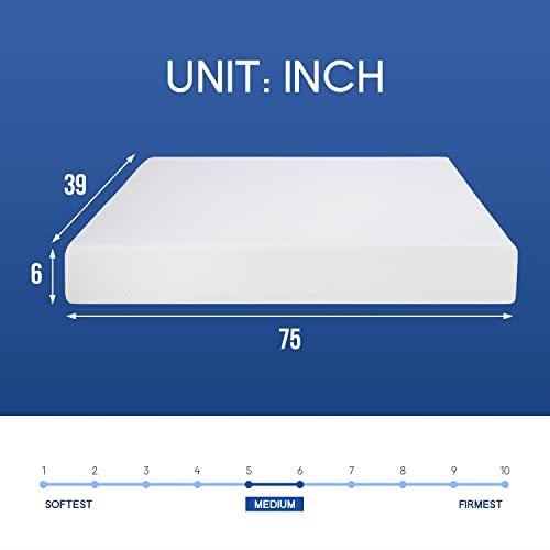 image for FDW | 6 Inch Twin Mattress | Medium Firm | Gel Memory Foam Mattress | 