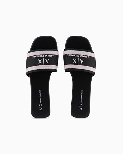Image of Armani Exchange Women's Padded Slide on Sandal With Printed Corporate Logo on Top