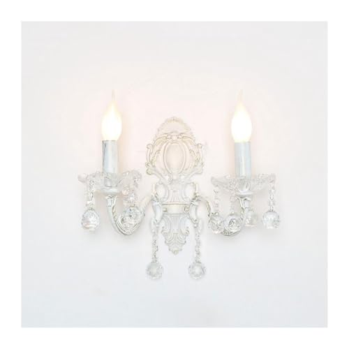 モダンLEDクリスタルシ のシャンデリア 創造的な人格のリビングルームランプシンプルな長いシャンデ 伝統的なクリスタルウォールライト 白仕上げキャンドルウォールランプ ファームハウスのリビングルームの階段のバスルームの洗面台のランプのための悩まされたシャビ