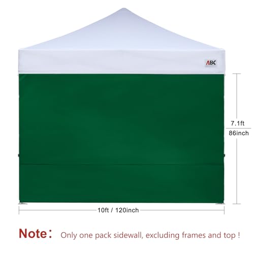 Image of ABCCANOPY Instant Canopy SunWall 10x10 FT No Frame or Top, Forest Green