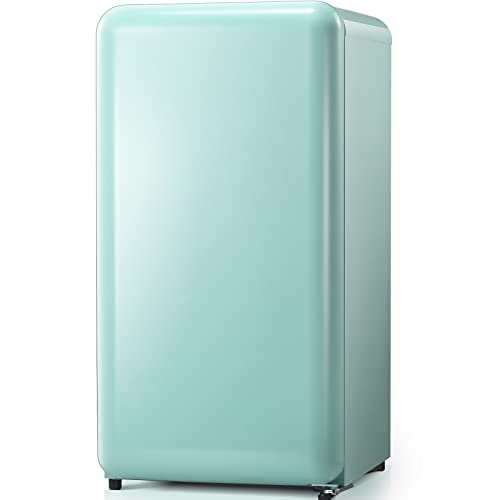 1.7 Cu.ft Mini Fridge with Freezer, Retro Refrigerator w/Adjustable Thermostat, Removable shelves, 48dB, Single Door Small Refrigerator for Bedroom, Dorm, Apartment and Office,white