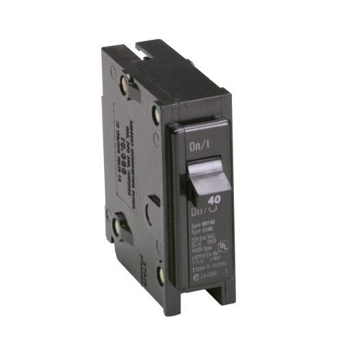 Cutler-Hammer BR140 Type BR Thermal Magnetic Molded Case Circuit Breaker, 120/240 VAC, 40 A, 10 kA Interrupt, 1 Pole