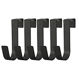 eywlwaar Over The Cabinet Door Single Hooks 5 Pack (Black) Fit for 3/4 inch Doors