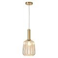 FALINNEAD Pendant Light Fixture Amber Glass Kitchen Lighting 7.87" Modern Hanging Pendant Lights for Island Dining Room Bedroom