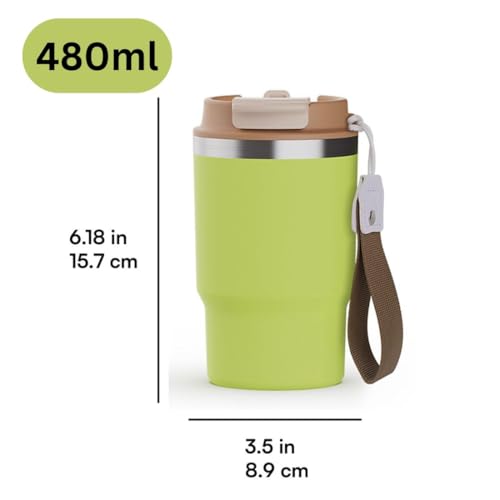 Image of Wosta Classic Tumbler 3.0-16oz /480Ml, Travel Mug with 2-in-1 Straw Lid, Vacuum Insulated Stainless Steel Insulated Mug, Double Walled, Thermos Travel Mug for Hot and Cold Coffee. (Line)