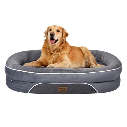 Orthopedic Waterproof Large Dog Bed: Washable Dog Bed with Bolsters – XL Dog Bed Removable Cover for Medium Large Sized Dog – Non-Slip Pet Bed