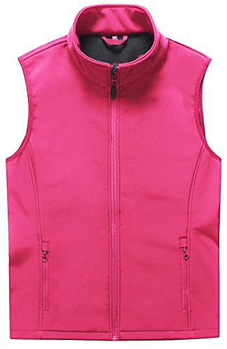 DAFENGEA Women Fleece Vest Outdoor Polar Soft Vest Sleevess Jackets Warm Sweater Outerwear with Zip Pockets for Fall Winter,MJ81056W-Rosered-M