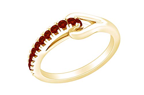 AFFY Round Simulated Birthstones Fashion Promise Engagement Ring 14k Yellow Gold Over Sterling Silver2