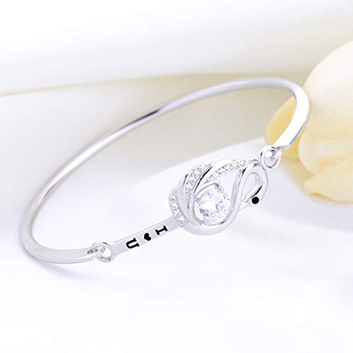 MYOSPARK I Love You Swan Bangle Bracelet With Clear Zircon Bird Jewelry For Swan Lover Mother's Day Gift For Mom Wife (swan bracelet S) - Image 3
