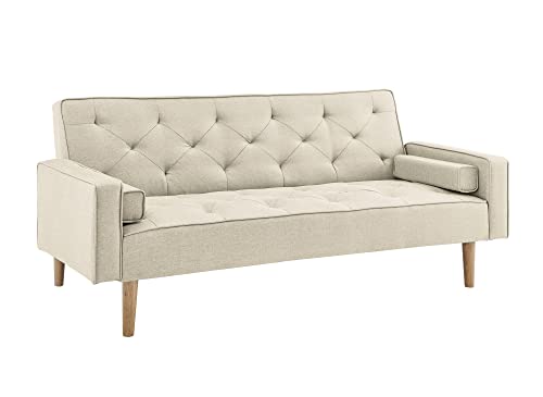 Deco In Paris Canapé clic clac en Tissu Beige avec Pieds en Bois Jakarta