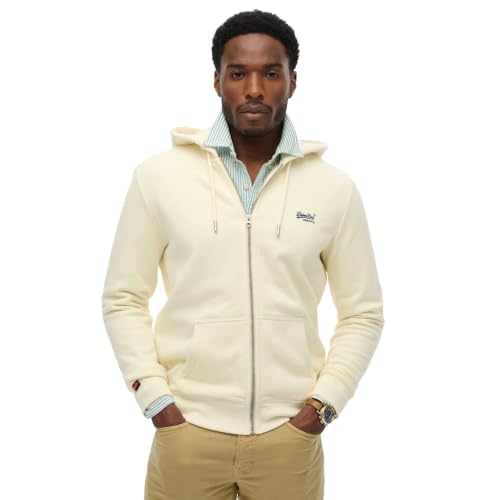 Superdry Homme Sweat à Capuche Zippé Logo Essential Mi brossé Cream - vue 2