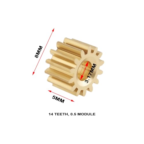 Image of The Lord of the Tools 20 Pcs 14 Teeth Motor Gears 0.5 Module Brass Gears Aperture 3.17mm Outer Diameter 8mm Thick 5mm for 3.17mm Motor Shaft RC Car Model DIY Robot