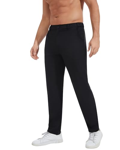 YAOBAOLE Męskie spodnie garniturowe, elastyczny ściągacz, slim fit, spodnie biznesowe z kieszenią, elastyczne, łatwe w pielęgnacji, czarne, rozmiar M-3XL, czarny, XL