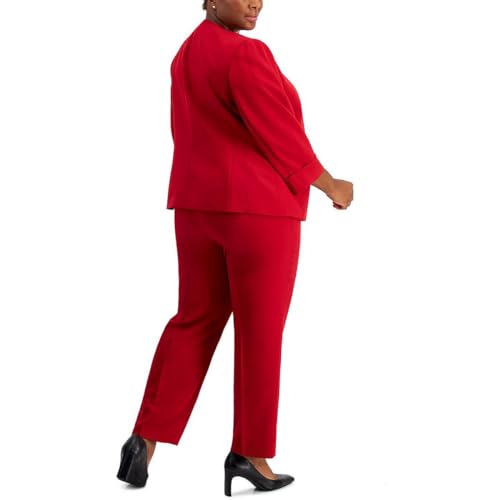 Kasper Womens Plus Ponte Faux Fly Dress Pants Red 3X2