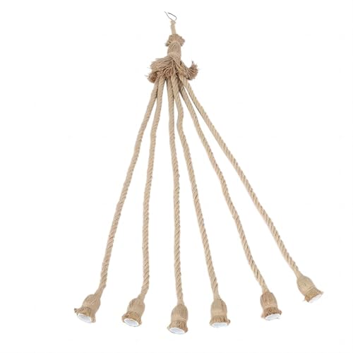 VIFERR Socket Lampada a Corda E27 Base per Canapa Lampada a Soffitto Industriale Vintage 6 Teste Cavo di Corda di Canapa Supporto per DIY Lampada, 1m