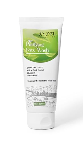 Image of Purifying Face Wash with Green Tea Extract, Willow Bark Extract, Charcoal, Witch Hazel, 100ml