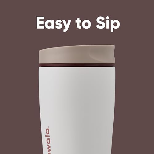 Owala SmoothSip Slider Insulated Stainless Steel Coffee Tumbler, Reusable Iced Coffee Cup, Hot Coffee Travel Mug, BPA Free 12 oz, Vanilla Bean - 1