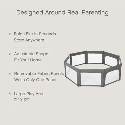 Image of Doradotey 8-Panel Foldable Baby Playpen for Toddlers 1-3, Adjustable Shape Large 59 inchx71 inch Indoor Playard, No Tools Assembly, 360 Breathable Mesh, Separate Washable Panels Safety Fence,Beige
