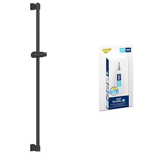 GROHE Vitalio Universal QuickFix - Barra de ducha 90cm con soportes de pared ajustables + QuickGlue S, elemento deslizante (con tornillos y tacos, fácil de colocar) 269612431