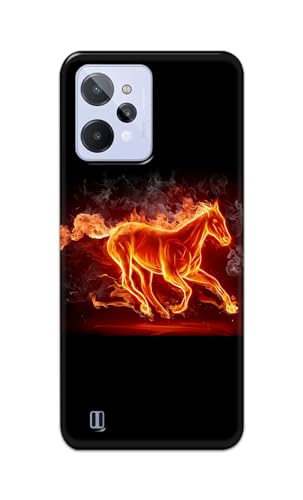 Image of PRINTFIDAA Printed Hard Back Cover Case for Realme C31 Back Cover (Fiery Horse) -112