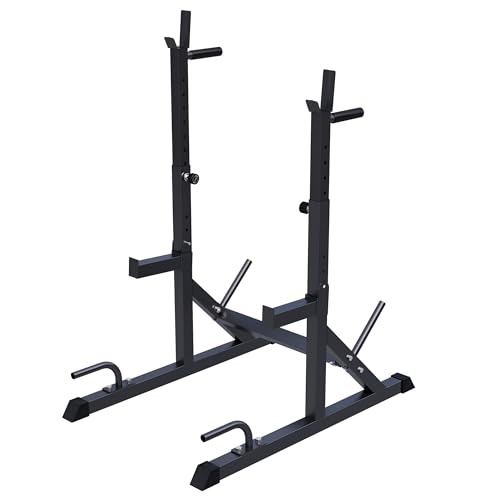 GORILLA SPORTS® Rack Palestra - Regolabile, Dischi Pesi da 30/31 mm, Multifunzione, Max 200kg - Supporto Bilanciere, Half Rack, Porta Bilanciere da Terra, Squat Rack Palestra Casa, Stand Squat