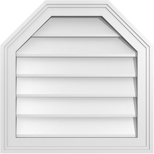Ekena Millwork GVPOT20X2002SN Octagonal Top Surface Mount PVC Gable Vent, Factory Primed White
