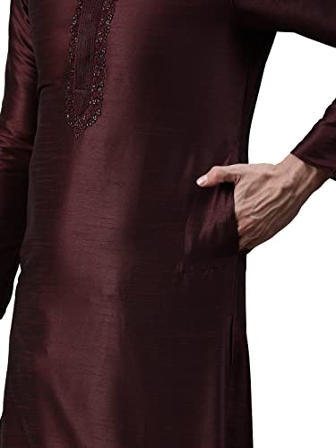 Image of Manthan Mens Full Sleeves Striped Blended Cotton Kurta