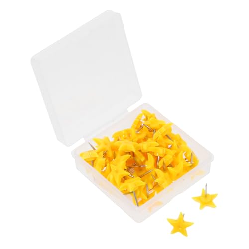 Homoyoyo 50 Piezas alfileres de Ropa decoración de Oficina Alfileres Coloridos chinchetas Decorativas chinchetas para Tablero de Corcho alfileres de Estrella el plastico Yellow
