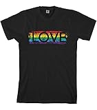 Threadrock Men's Gay Pride Rainbow Love T-Shirt L Black