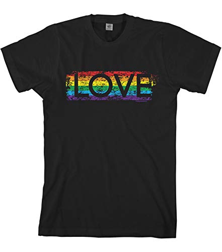 Threadrock Men's Gay Pride Rainbow Love T-Shirt L Black