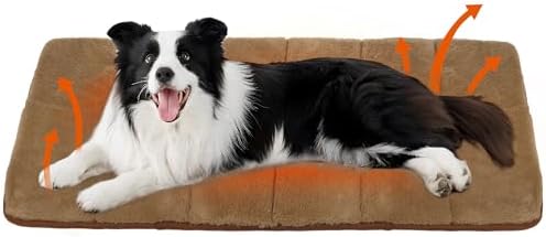 Dog Crate Pad for Large Dog - 35x23 Memory Foam Dog Bed, Washable & Anti-Slip Dog Bed Mat, Ultra Soft Kennel Pad for Dogs Cozy Sleeping Mat, Khaki