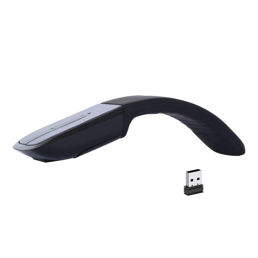 2.4G Wireless Arc Touch Mouse, Slim Portable Foldable Mouse with USB Nano Receiver, Mini Optical Folding Computer Mice for PC Laptop Tablet Smart Phone - Black