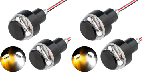 Image of Linkstyle 2PCS Motorcycle Turn Signal Light, 12 LEDs Turn Signal Indicator Lamp, Amber White Front Handlebar End Light for 12V Scooter Sportster Cruiser Motorbike (Pack of 2)