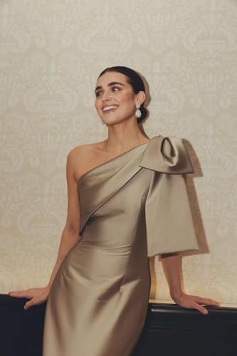 One Shoulder Bridesmaid Dress for Women with Slit Bow Mermaid Evening Dresses for Formal2