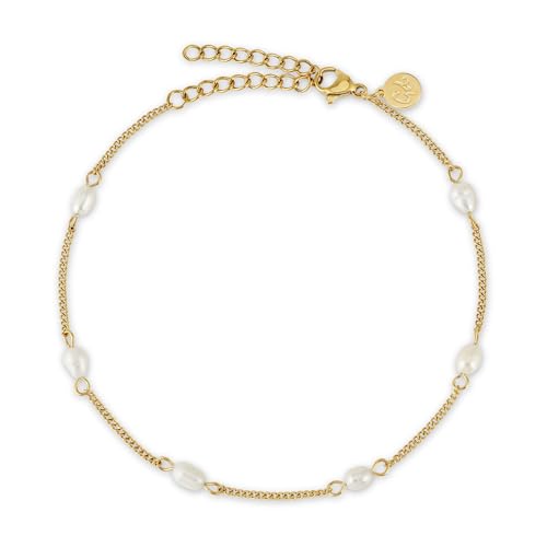 Bracelet de cheville perles d'eau douce GD GOOD.designs en or ajustable