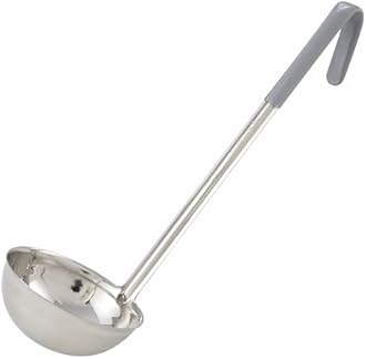 Winco LDC-12 Stainless Steel Ladle with Gray Handle, 12-Ounce