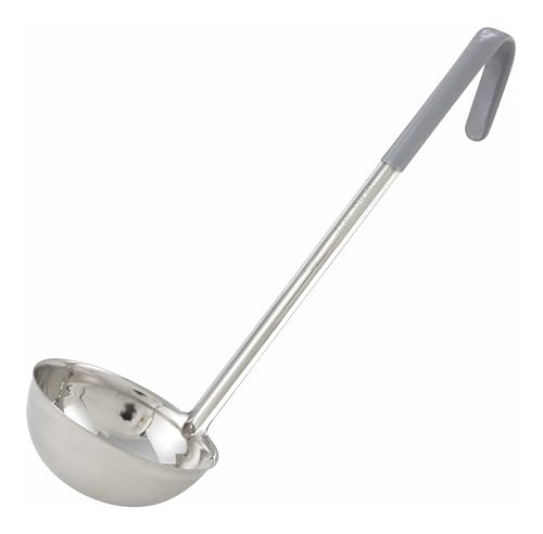 Winco LDC-12 Stainless Steel Ladle with Gray Handle, 12-Ounce