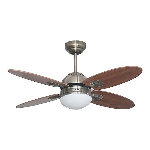 Colore pelle Bastilipo ventilatore soffitto con telecomando E27, 60 W, Bronzo Antico, 105 x 41 cm, led, metallo